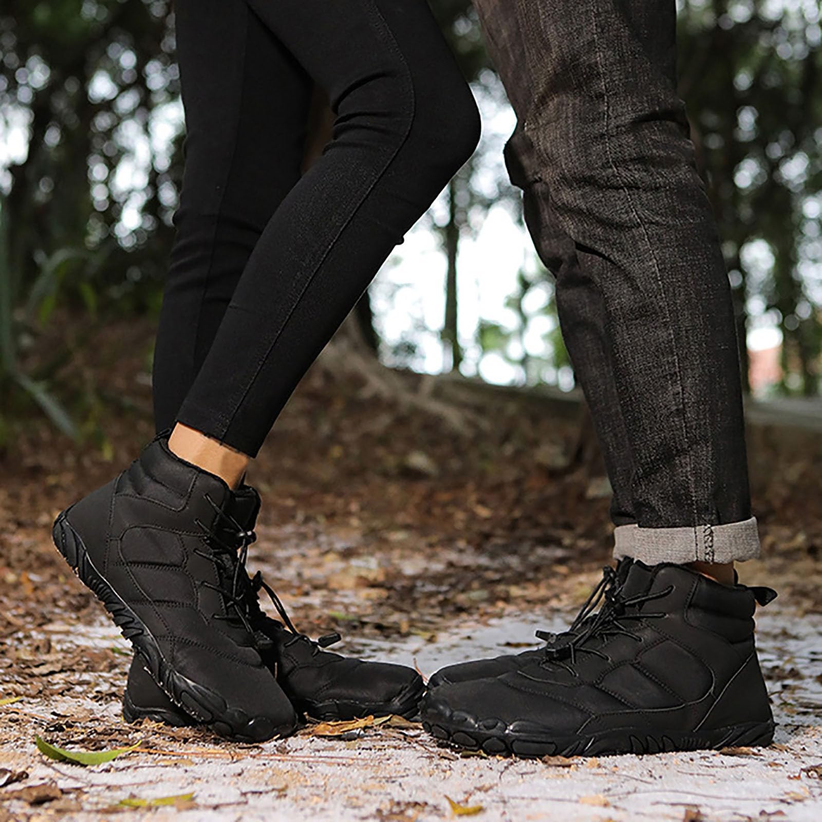Botas de nieve de invierno de cinco para hombre y mujer de gran tamaño para hombre y mujer al aire libre de invierno Botas de nieve altas resistentes al agua de algodón cálido espesado