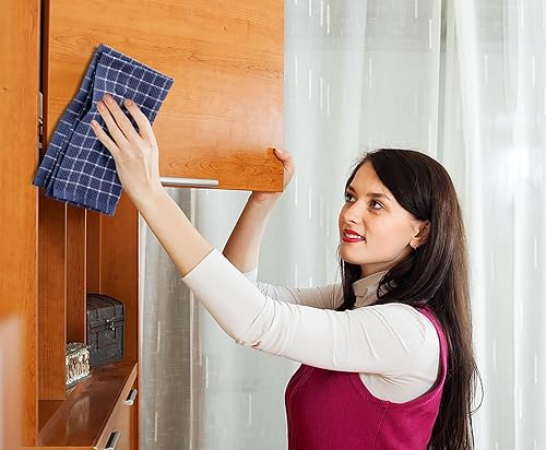 Miniatura 6 de Fintale Juego de toallas de cocina y paños de cocina, suaves, superabsorbentes y de secado rápido para cocina, paquete de 8 (diseño de rejilla, azul