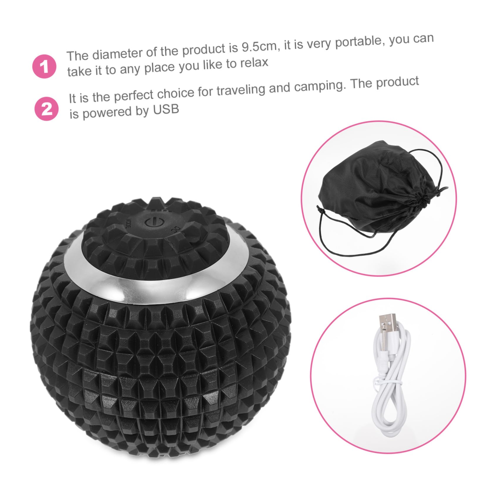 Pelota De Masaje De Pies Eléctrica Para Relajación Muscular Masajeador De Pies Función De Relajación Para Uso Casa o Gimnasio Negro