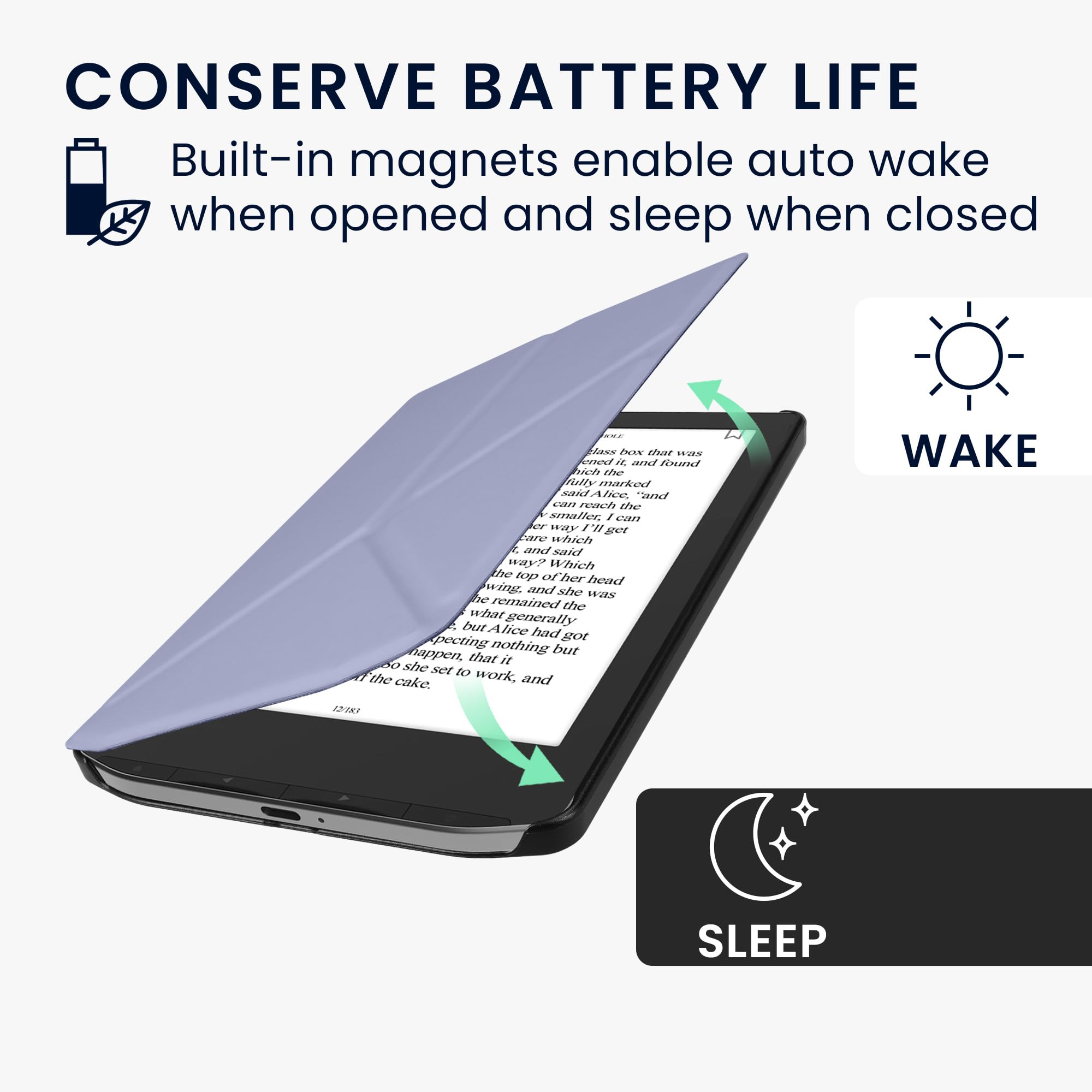 kwmobile Etui ochronne kompatybilne z Pocketbook Verse/Verse Lite/Verse Pro/Color/Vivlio Light/Light HD - etui z ekoskóry - klapka na czytnik e-booków - lawendowy