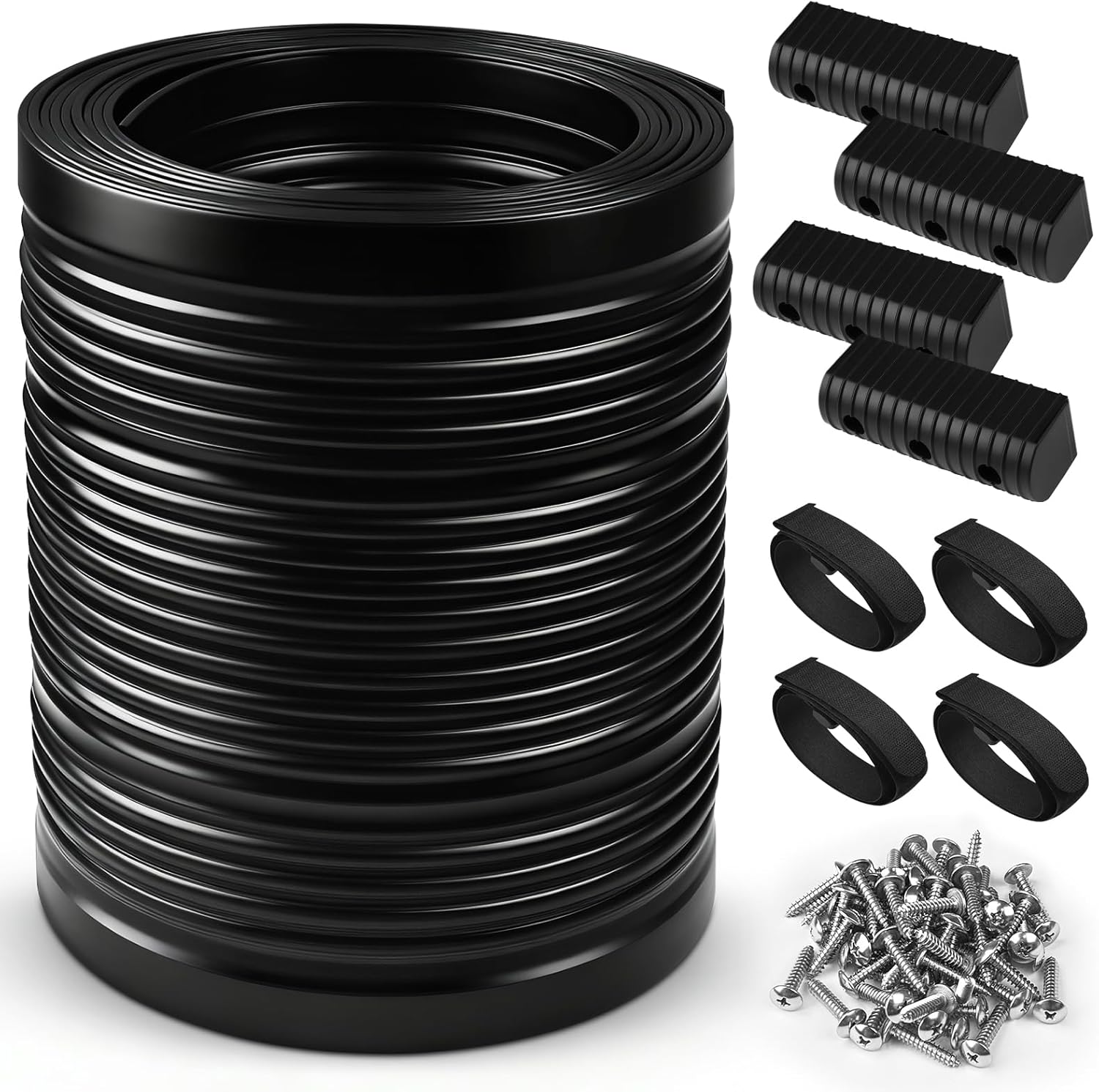 SUPOWER Bunk Wrap Kit Roll with Endcaps for Boat Trailer, 16"x2"x6" Waterproof PE Synthetic Bunk Cover Replaces Carpet, Black