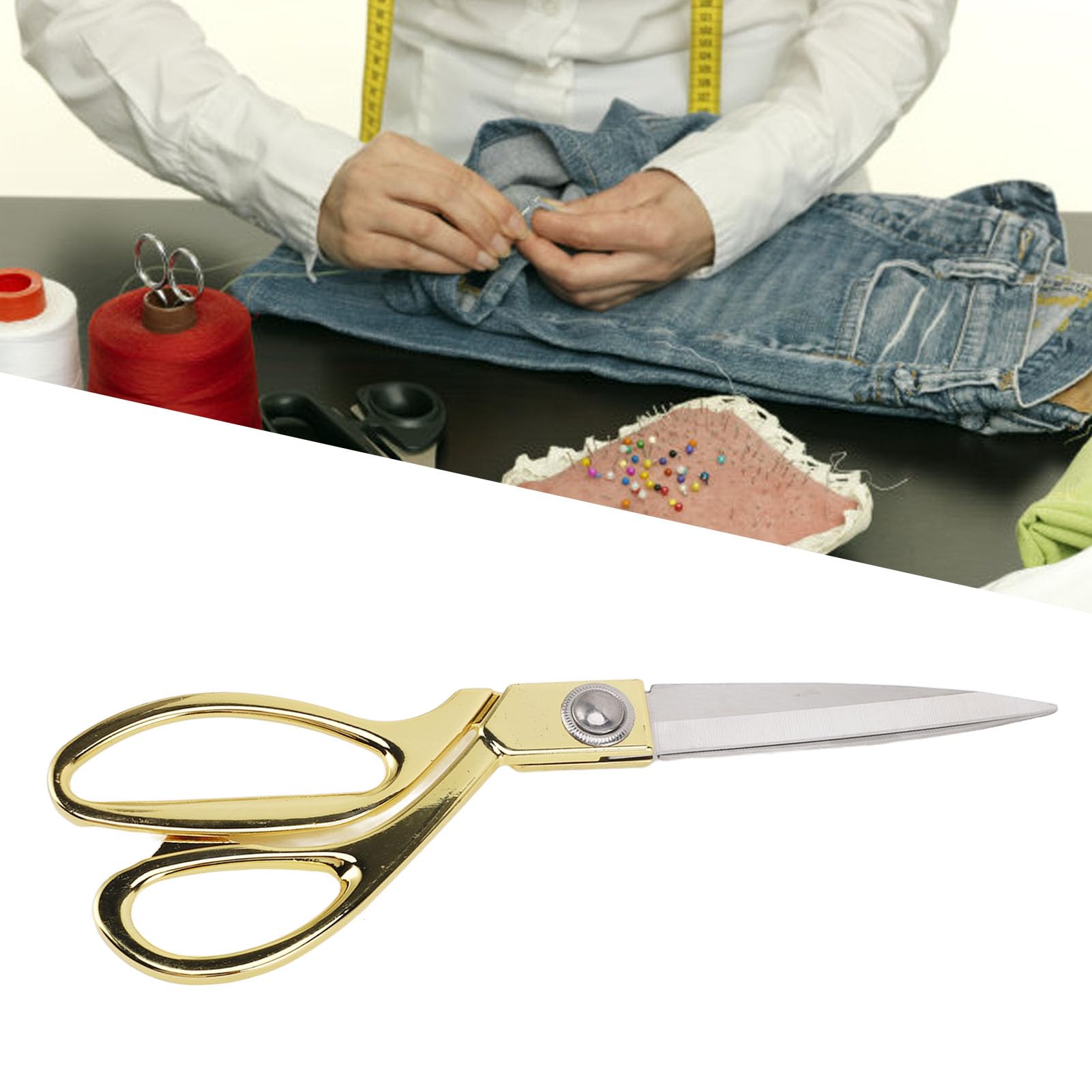 Nożyce do tkanin Uniwersalne nożyce krawieckie ze stali nierdzewnej do domowego cięcia skóry Krawiectwo Crafting Golden