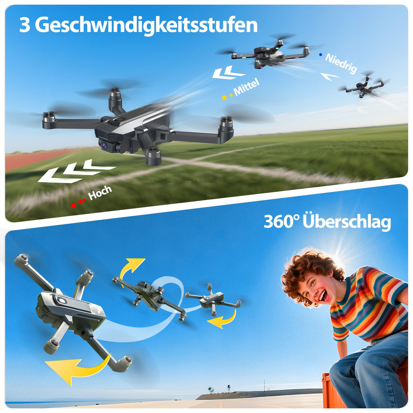 DEERC D25 Faltbare Drohne mit 1080P Kamera,40 Min. Flugzeit