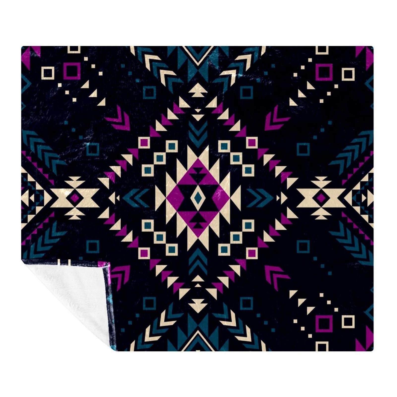 Couverture microfibre aztèque 150x130 cm pour canapé-lit et voyage
