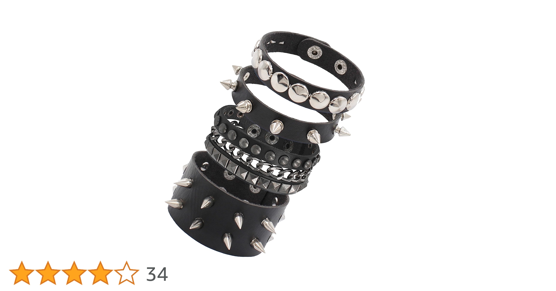 ONE TRICK PONY Slap bracelet ブラック JAZTAKU Unisex Punk Leather Bracelet Spike Cuff Bracelet 80s