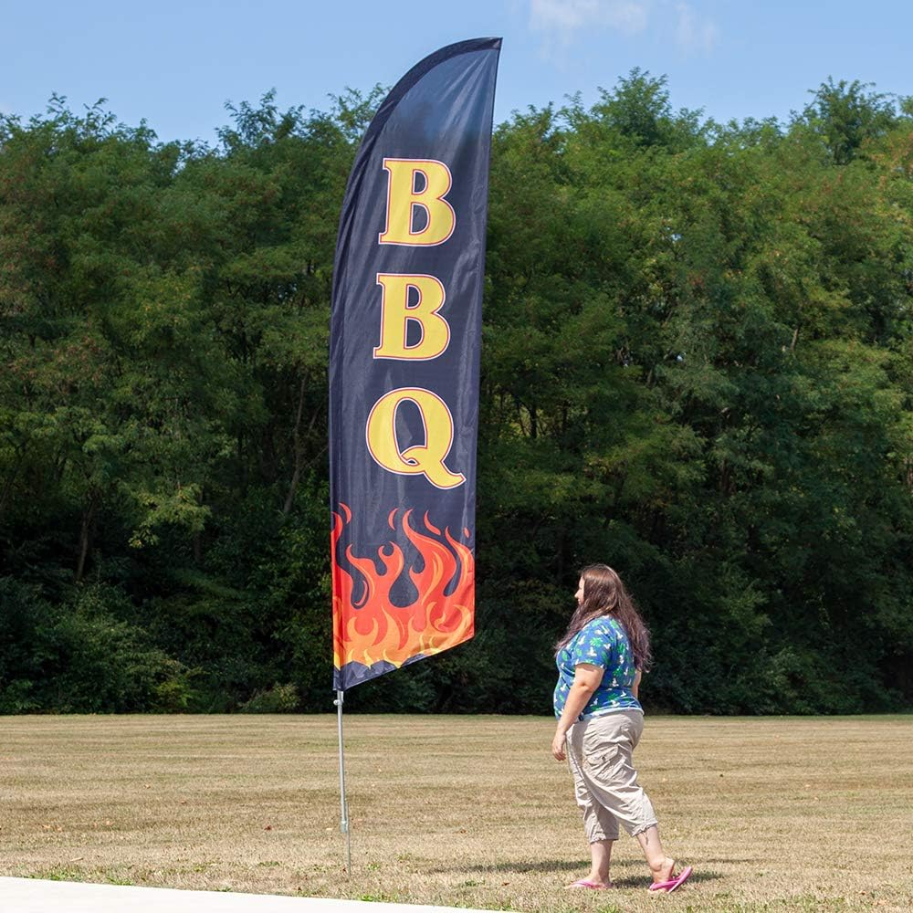 Vispronet BBQ Feather Flag Kit - Basic Pole Set, Barbecue Flag with Both Bases - Printed in The USA…