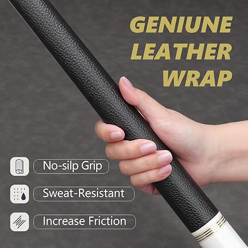 Miniatura 6 de Taco de piscina de fibra de carbono con puntas de 0.492 in, palo de piscina profesional para adultos de baja desviación, eje cónico PRO de carbono