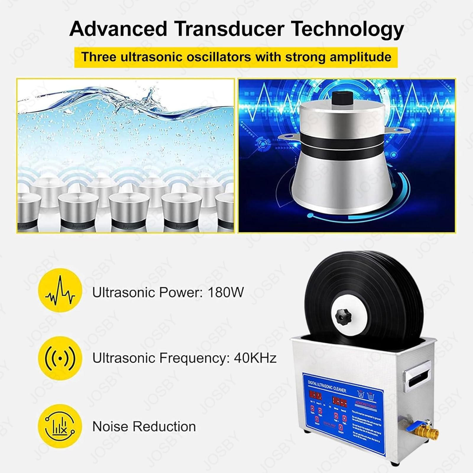 Pulitore a ultrasuoni da 6 l con timer e riscaldatore, potenza ultrasonica 40 KHz 180 W, riscaldamento 300 W, strumento in acciaio inossidabile per la pulizia di gioielli, metallo, dischi in vinile
