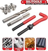 Vista 3 de BILITOOLS Kit de reparación de roscas helicoidales métricas, 131 piezas HSS Drill Heli Coil Kit de reparación M5 M6 M8 M10 M12