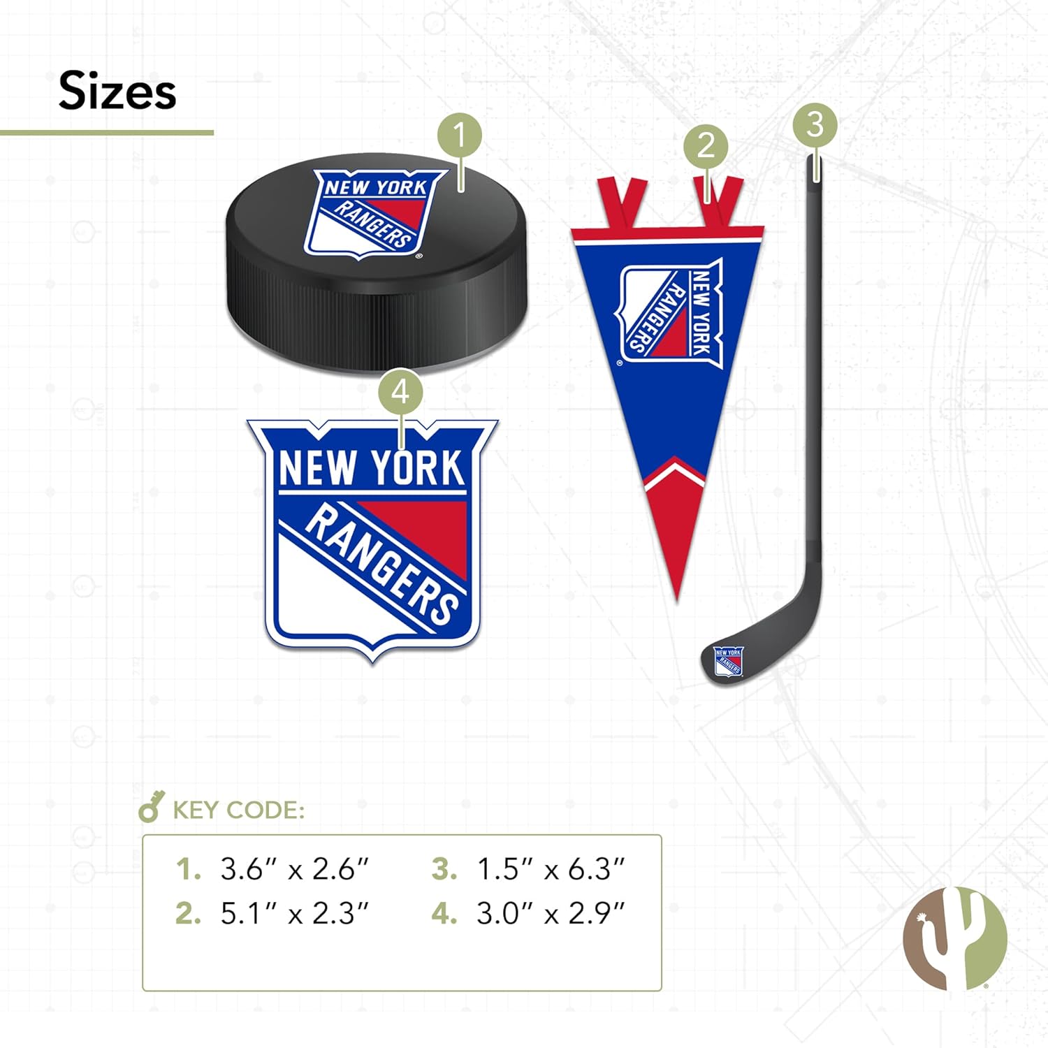 Desert Cactus New York Rangers Team NHL National Hockey League Sticker Vinyl Decal Laptop Water Bottle Car Scrapbook (Type 2)