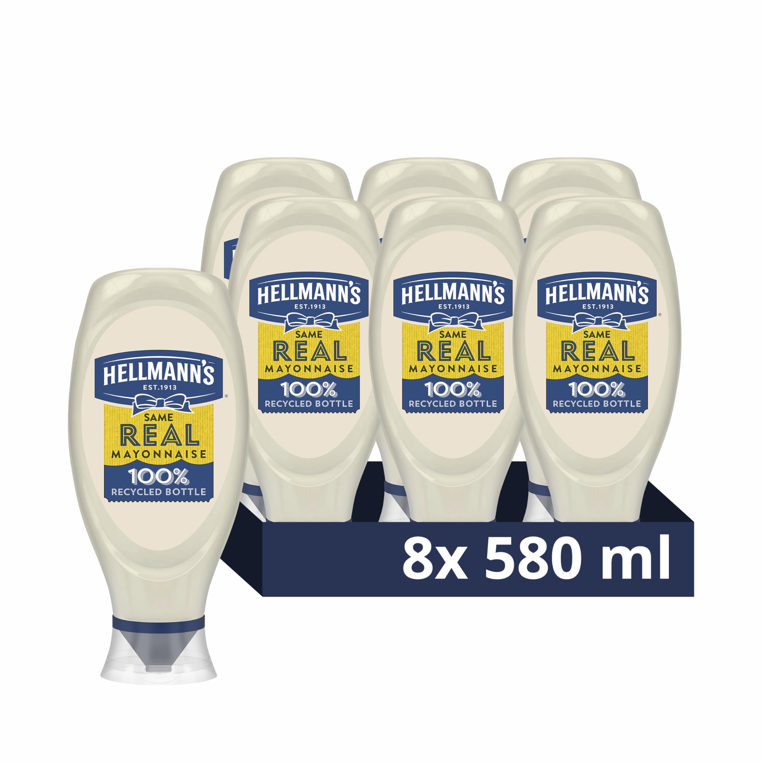 Hellmann's Real Mayonnaise made with free-range eggs an ideal condiment for burgers, fries and salads 8x 580 ml