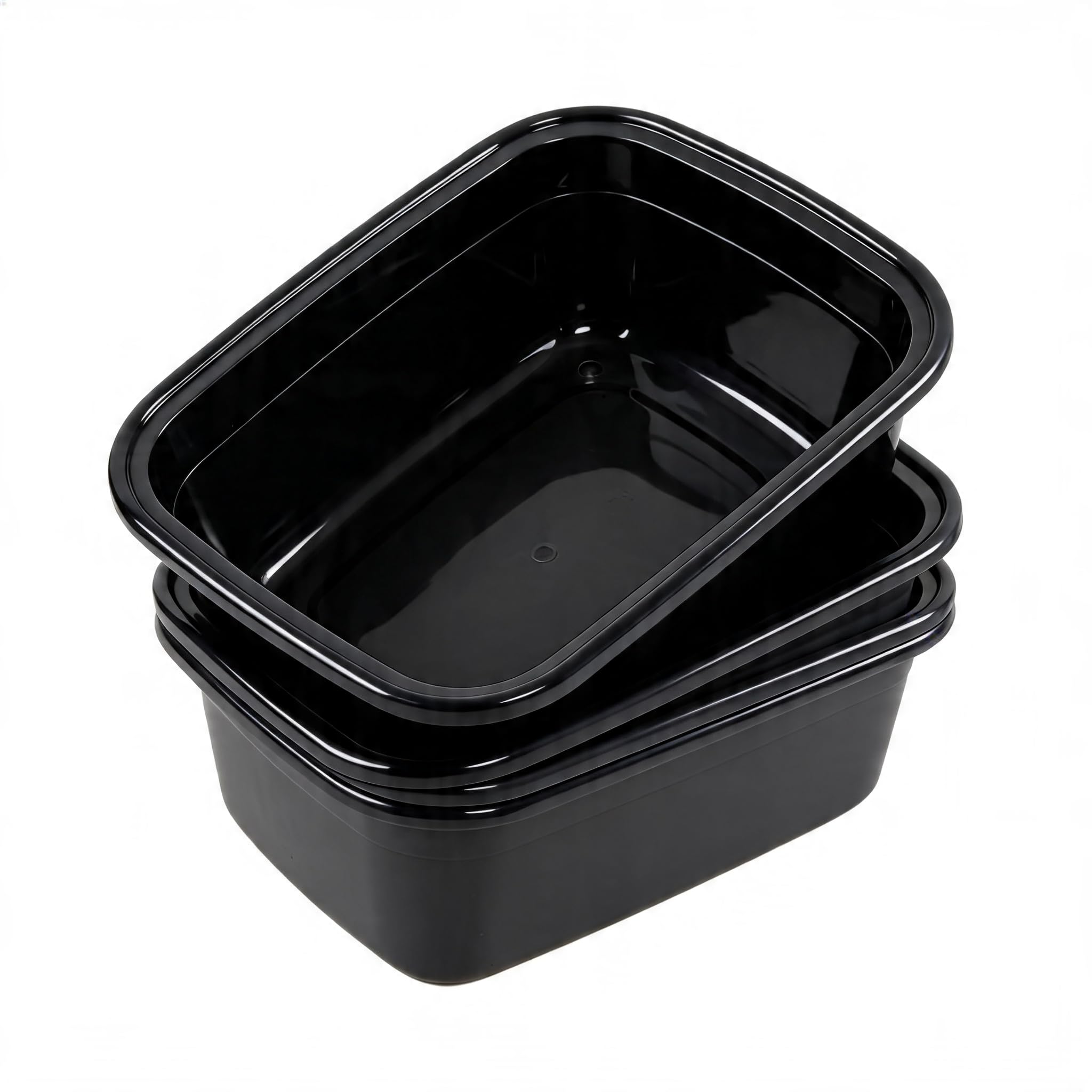 Lavabos rectangulaires en plastique noir 16L lot de 4 pour maison