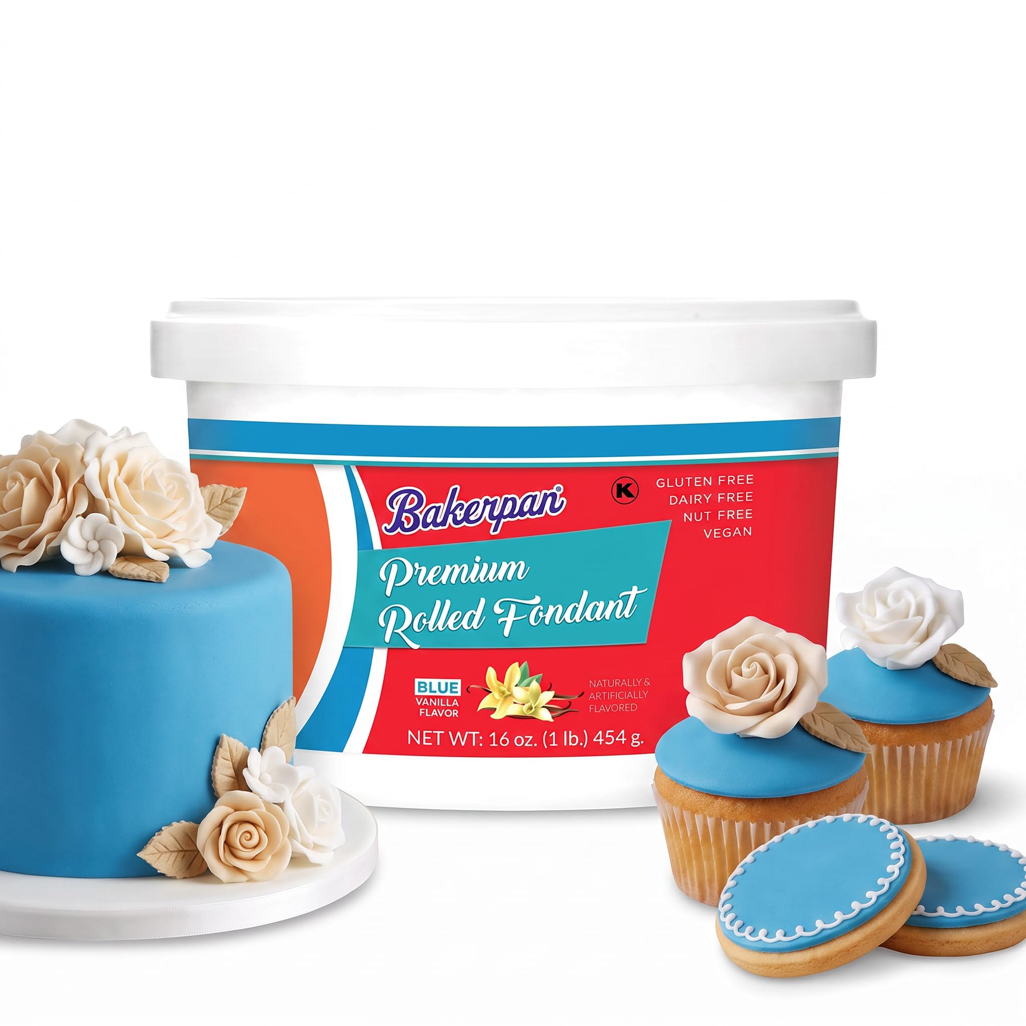 Bakerpan Premium Rolled Blue Fondant For Cake Decorating - 1 Pound