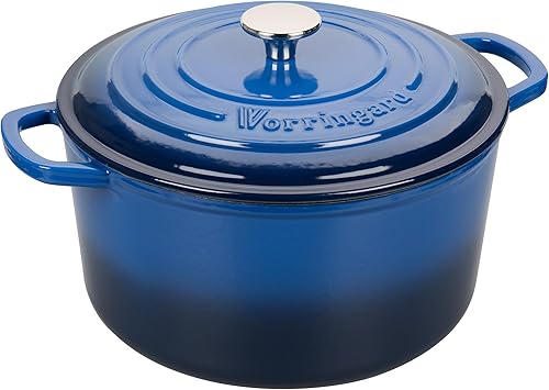 Miniatura 6 de Olla de horno holandés de hierro fundido esmaltado con tapa, para hornear pan de masa madre, hornos holandeses redondos, 4.5 cuartos de galón, azul