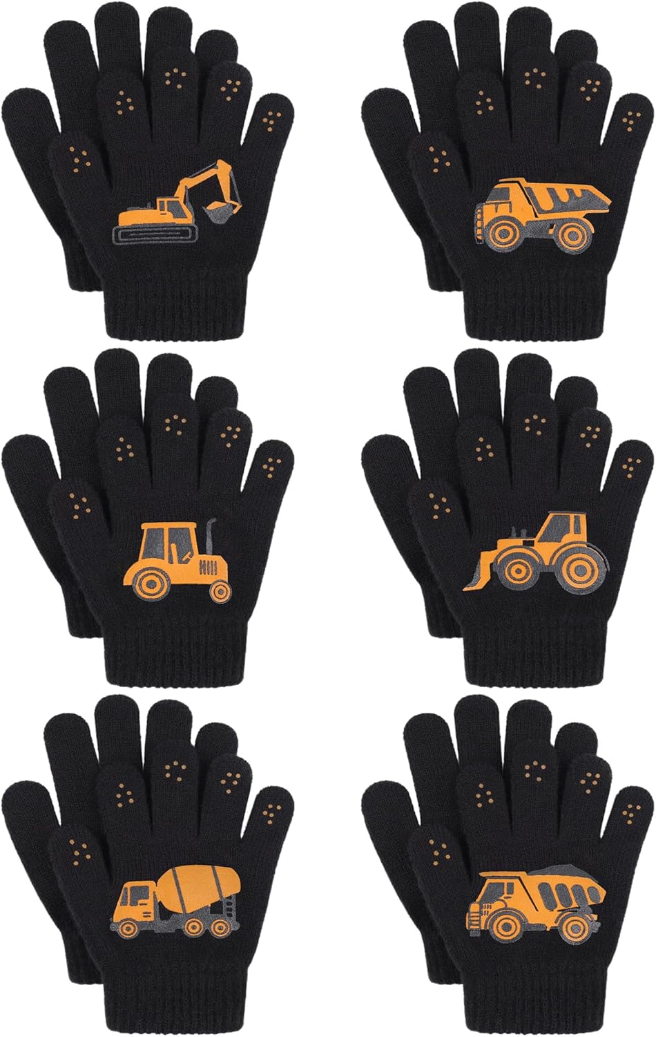 Cooraby 6 Pairs Kids Knitted Magic Gloves Teens Warm Winter Stretchy Full Fingers Gloves