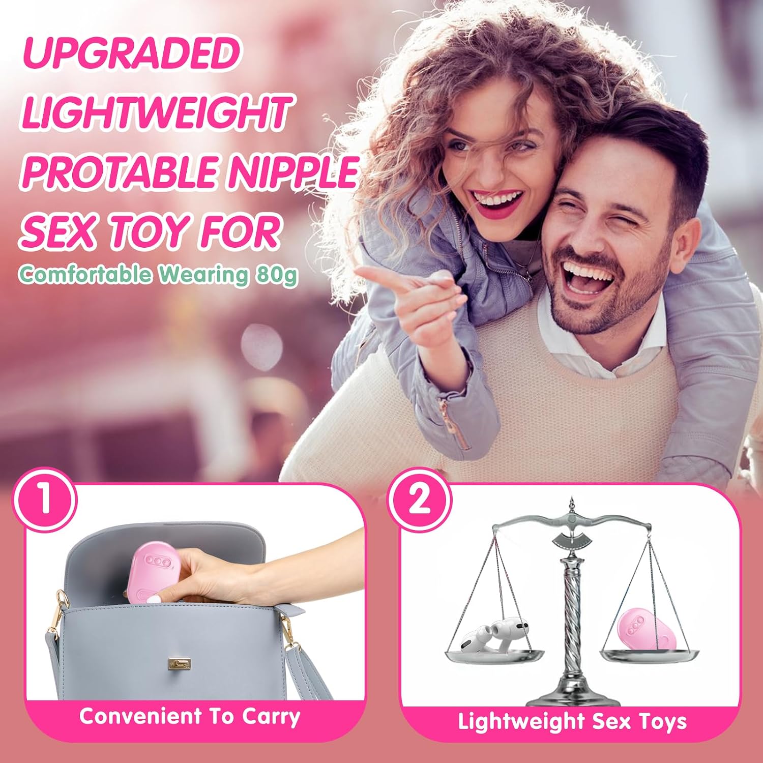 Vibrating Nipple Clamps Nipple Toys with 12 Powerful Vibration Modes and 3 Electric Shock Modes, Nipple Vibrator Toy with Clitoral Vibrating Eggs, Pink Adult Sex Toys for Women or Couples Pleasure