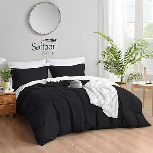 Miniatura 10 de Funda de edredón con 2 fundas de almohada, tamaño King Plus de 128 x 120 pulgadas, algodón egipcio de 1000 hilos, funda de edredón con cierre de