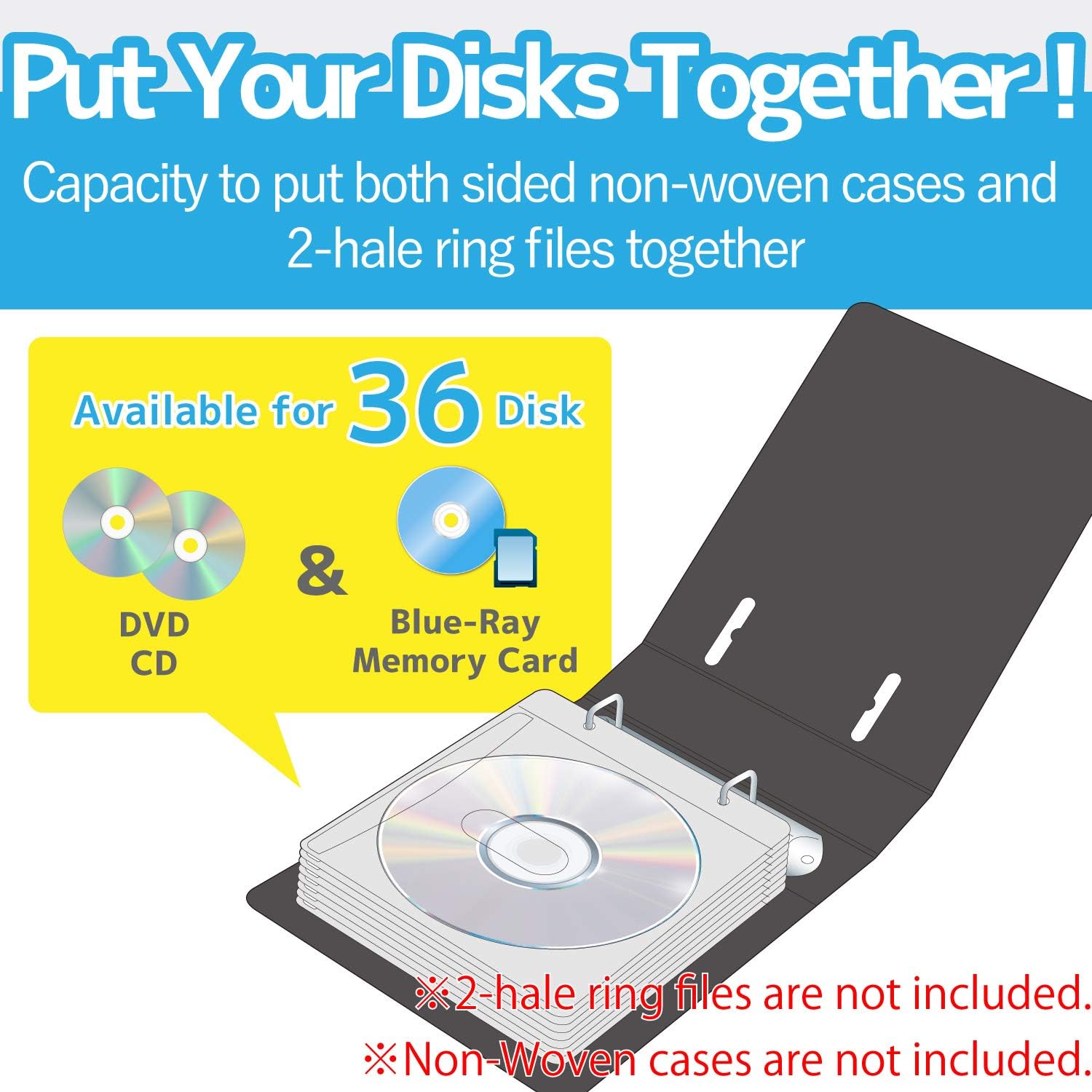ELECOM Non-Woven Fabric Media File and Clear Case, CD, DVD, Blu-ray, 36Disks / Black/CCD-BC02BK