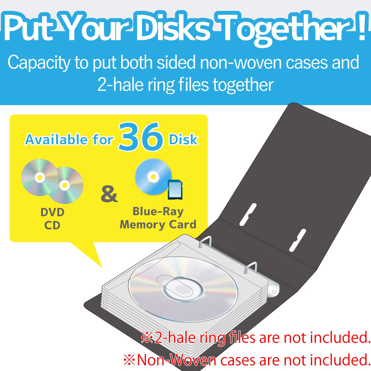 ELECOM Non-Woven Fabric Media File and Clear Case, CD, DVD, Blu-ray, 36Disks / Black/CCD-BC02BK