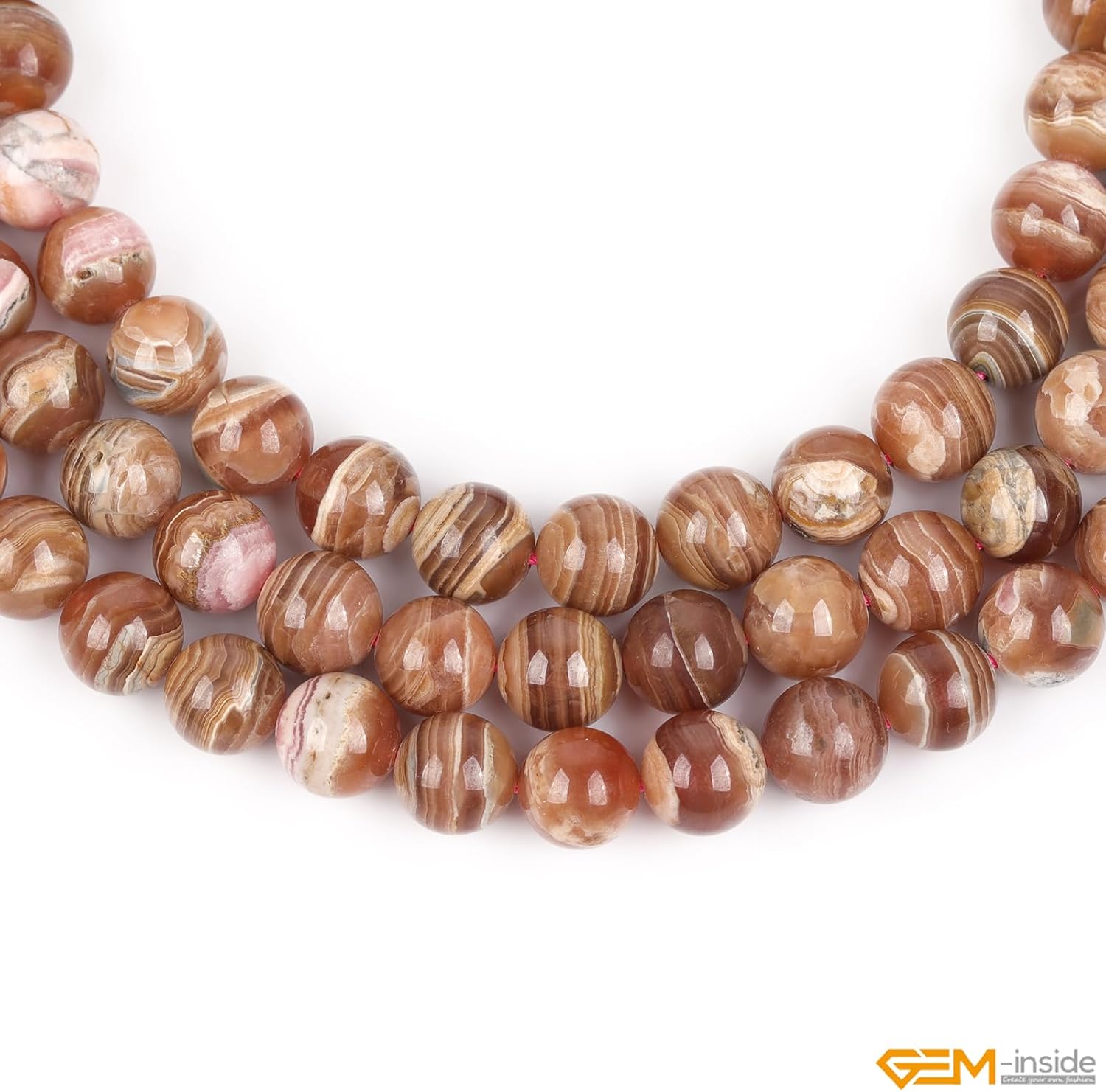 GEM-Inside AA Grade 10mm Round Natural Dark Pink Argentina Rhodochrosite Quartz Gemstone Semi Precious Chakras Stone Beads for Bracelet Necklace Jewelry Making 15"
