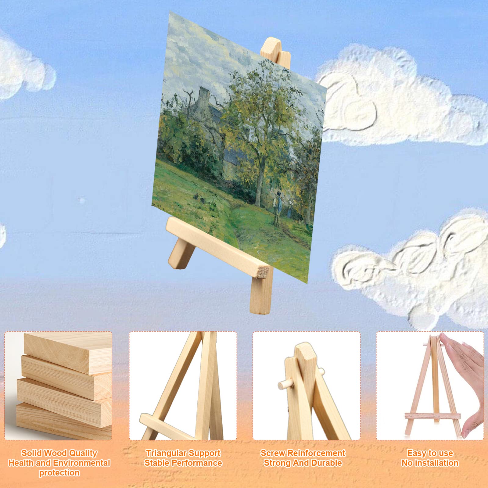 絵画　ミニキャンバス 木製イーゼル付き Amazon.co.jp: Merkaunis 48ピース ミニキャンバスとイーゼル 4x4