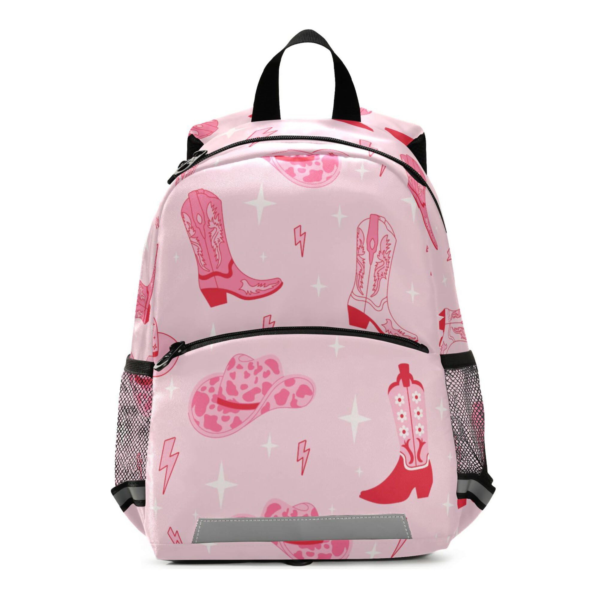Fisyme Pink Western Cowgirl Boots Backpack Schoolbag Kids Daypack Toddler Travel School Bag Small Mini Backpacks for Kindergarten Preschool Nursery