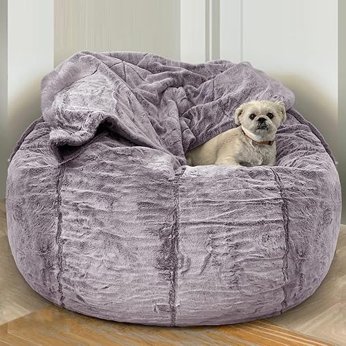 Miniatura 9 de Funda para sillones, 6 pies, redonda, gigante, perezosa, para sofá, cama, saco sin relleno, puf de terciopelo esponjoso, puf, asiento de suelo, puf,