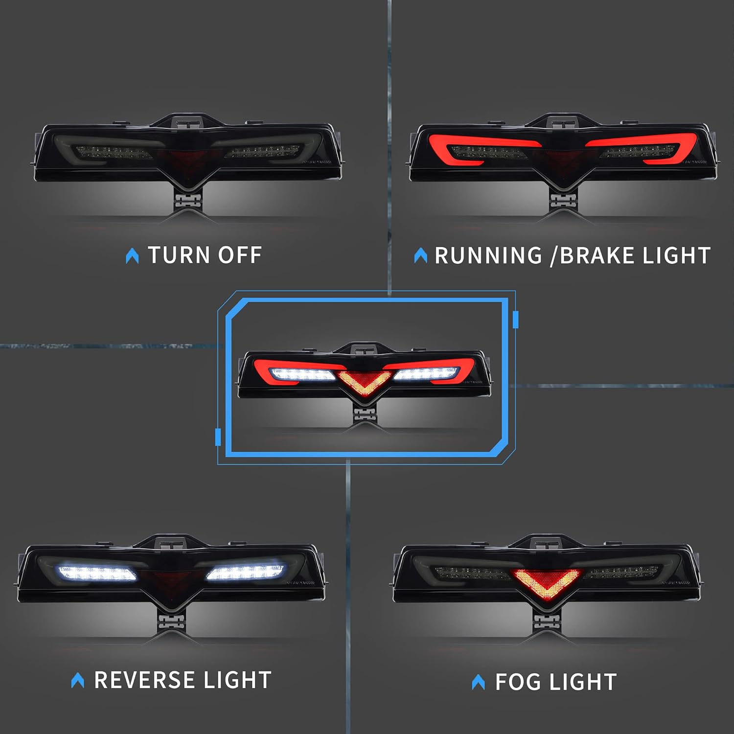 VLAND Led Bumper Light Compatible with GT86 2012-2019, Su-baru BRZ 2013-2018, Lights for vehicles with Brake Reverse Fog Running Function, Smoke Lens