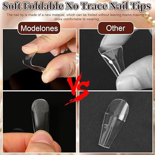 Miniatura 9 de 1,000 puntas de uñas artificiales acrílicas, 10 tamaños, cobertura media, para salón de uñas y para uso personal, arte con uñas, uñas tipo bailarina