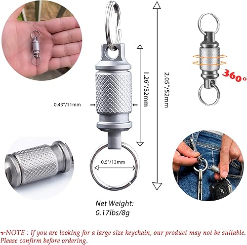 Miniatura 4 de JVCOM Titanium Quick Release Keychain - 360 Rotation, Heavy Duty Key Clip, with Carabiner and Key Ring - for Men and Women.