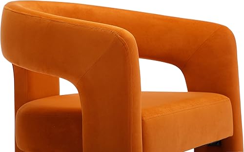 Miniatura 6 de Wahson Silla de comedor tapizada de tela de terciopelo, sillón de cocina moderno para comedor, color naranja
