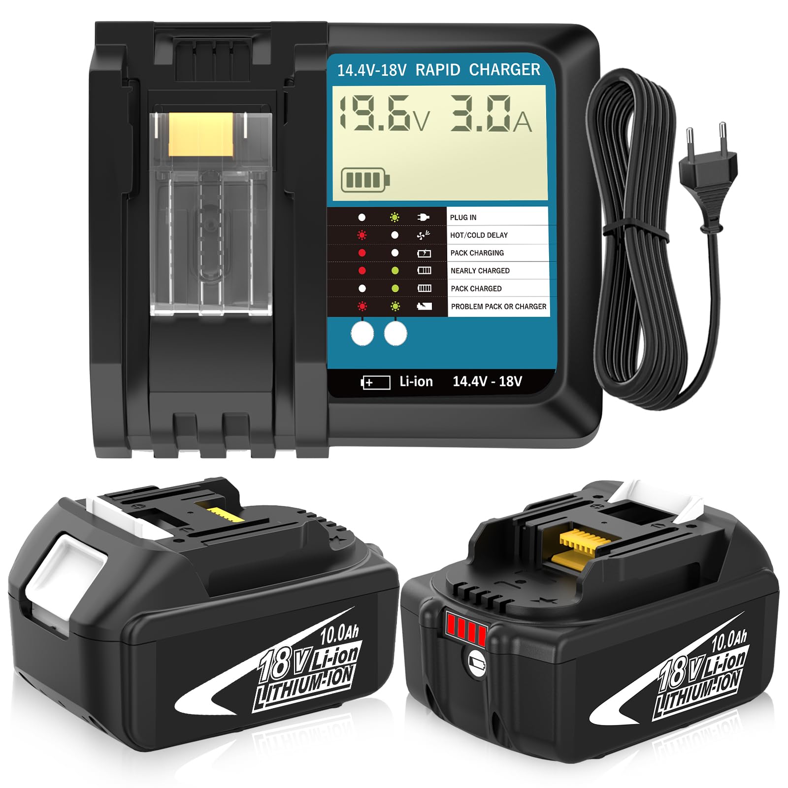 2Stück 5500mAh BL1860B Ersatz für Makita 18V Akku für Makita Akku BL1860B BL1850B BL1860 BL1850 BL1840B BL1840 BL1830B BL1830 mit LED-Anzeige