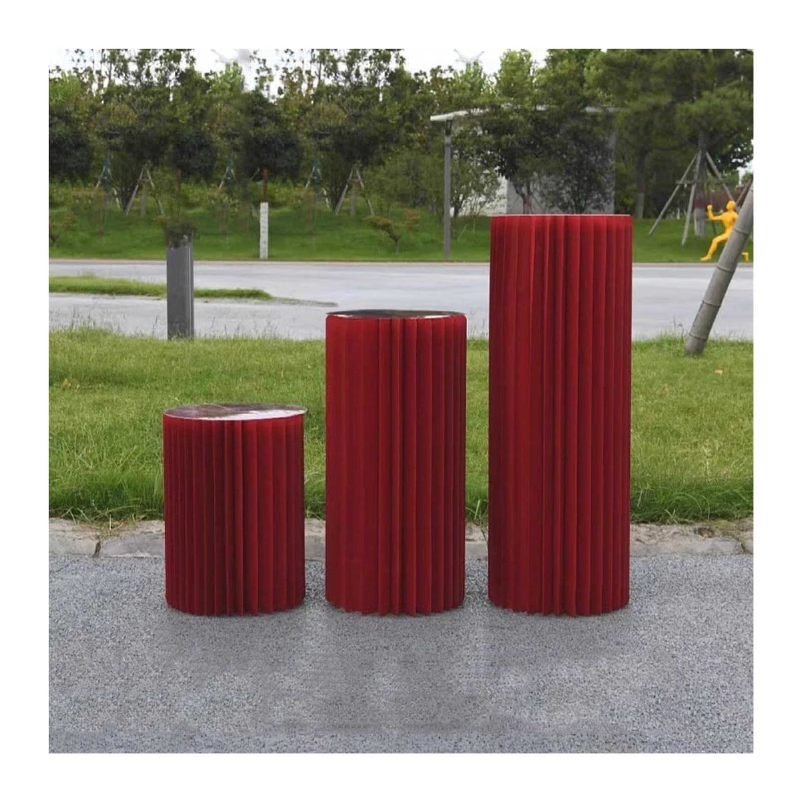 YTBHSHXZ plinth， Wedding Centerpieces Display, Cylinder Flower Stand Paper Roman Pillar(Rosso,A)