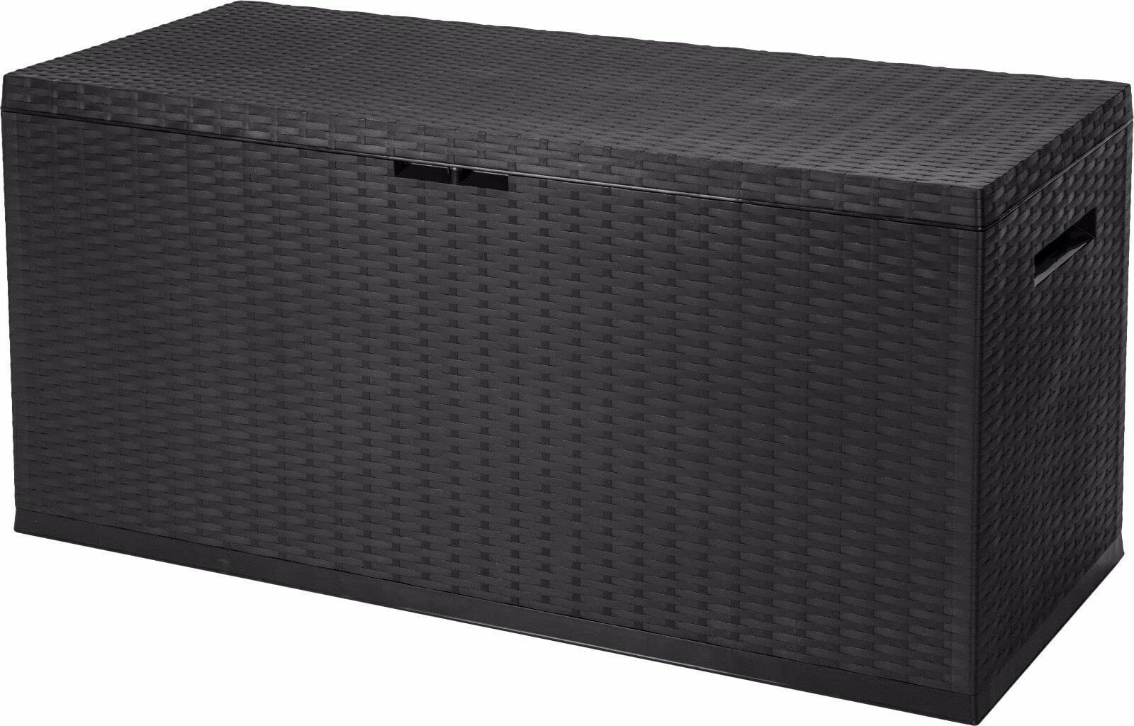 Vtl Vtl® Plastic Rattan 350 Litre Storage Box Outdoor Garden Patio Chest Lid Container
