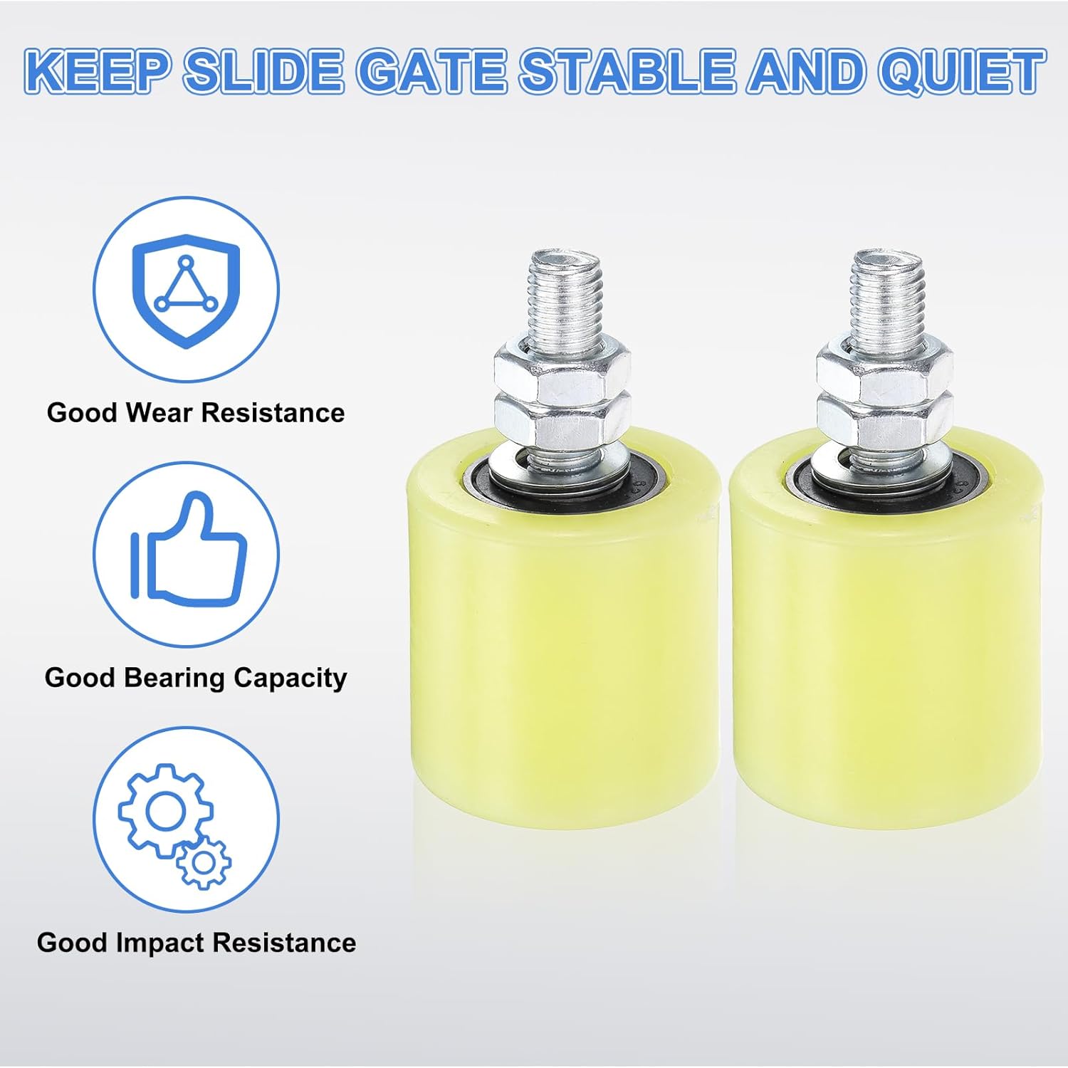 uxcell 4Pcs Slide Gate Guide Roller, 2" Nylon Rollers Gate Support Assembly, Universal Sealed Ball Bearing Rolling Gate Guider for Sliding Door, Yellow