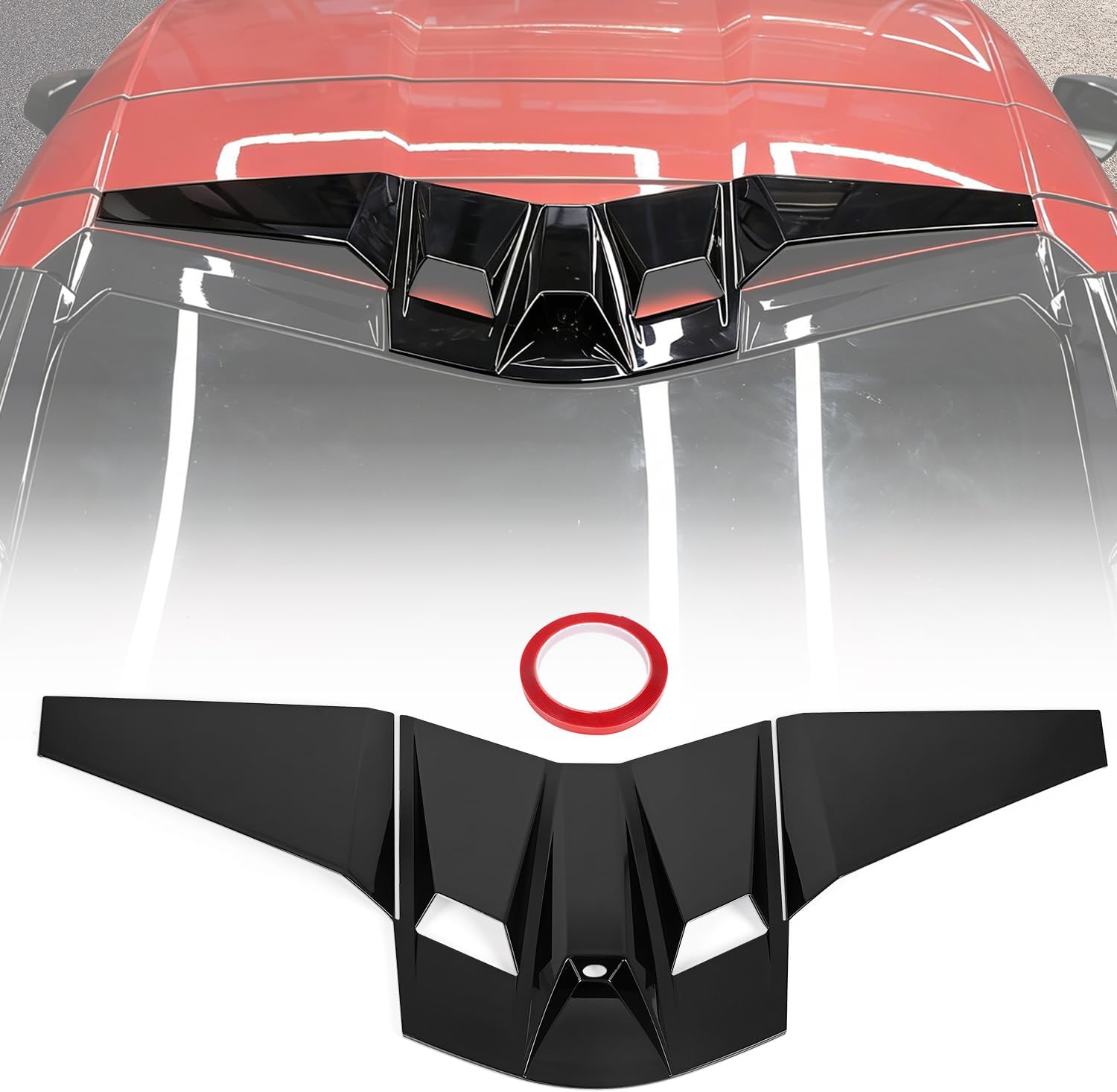 Rear Roof Camera Trim Cover fit for Corvette C8 Stingray Z51 2020+,for C8 Z06 2023+/E-Ray 2024+,Roof Edge Protector&Top Decklid Camera Overlay Set,3PCS (Glossy Black)