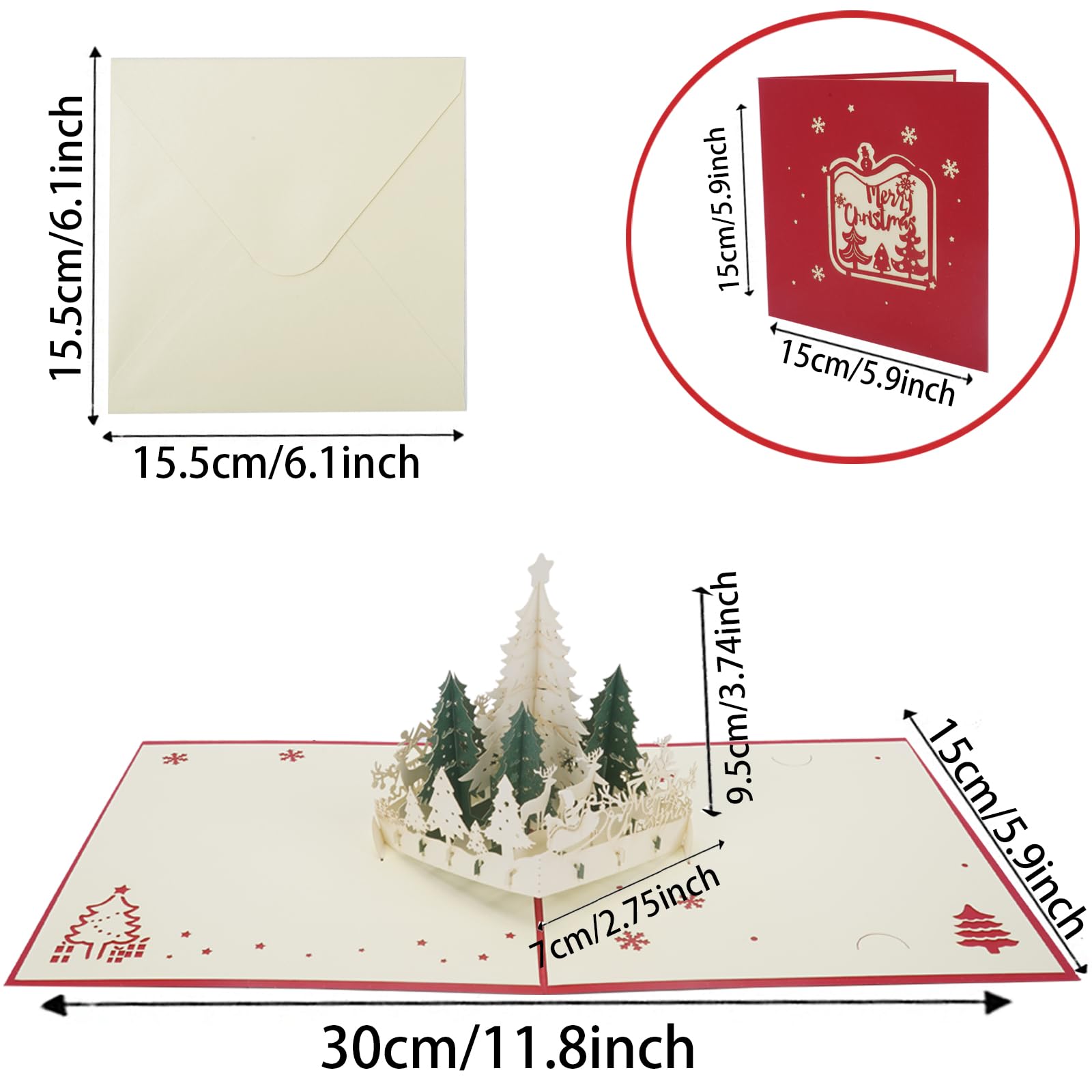 Biglietti Natale Pop Up KINDPMA 3 Pezzi Biglietti Natale 3D Biglietti  Auguri Natale Pop Up Cartoline Di Natale Con Busta Biglietto Natale Casa Di  Natal Foresta Di Natale Castello Di Natale Biglietto, image size:1600x1600