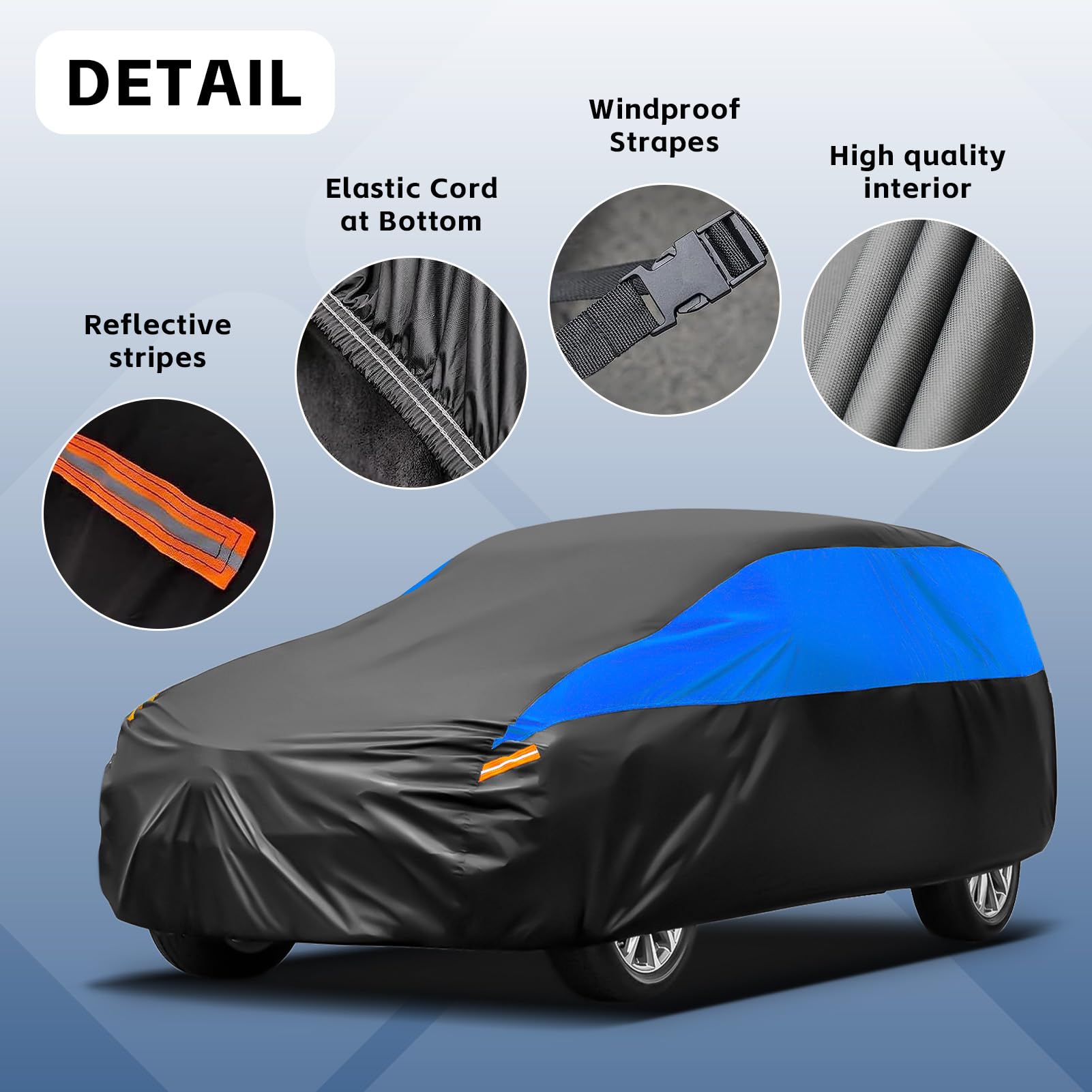 Kayme Bâche Voiture Étanche Respirante Compatible Avec Fiat 500 (2010-2025), 6 Couches Housse De Protection Voiture Extérieur, Contre Pluie Soleil Poussière Avec Zip Et Doublure En Coton