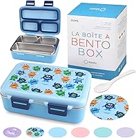 Vista 10 de Lonchera de acero inoxidable para bebés pequeños, niñas y niños, Mini Bento, 3 secciones de porciones de metal ecológico con tapa a prueba de fugas