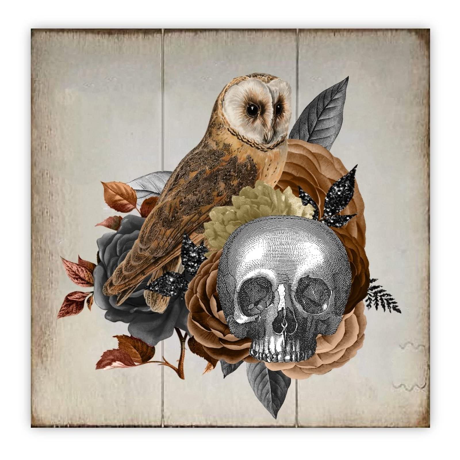 Panneau en bois Halloween crâne 40cm décor mural rétro pour salon et ferme
