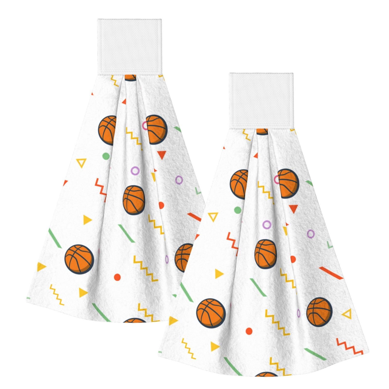 DOPKLNA Silhouette Of Basketball, 2 Pcs Hanging Coral Fiber Hand Towels for Bathroom, Absorbent Kitchen Towels