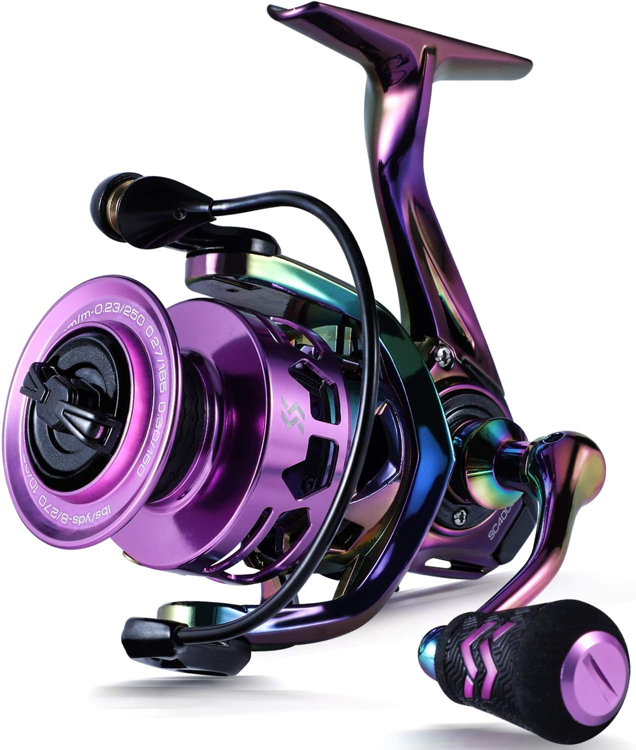 Fishing Reel, Colorful Ultralight Spinning Reels with Graphite Frame 6.0:1 High Speed, Over 39 lbs Carbon Drag for Saltwater or Freshwater Fishing