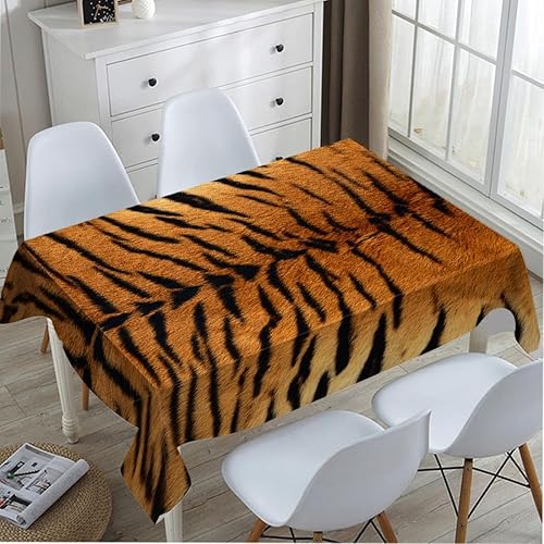 Miniatura 4 de TKS MITLAN Mantel con estampado de tigre, color marrón y negro, diseño de piel de tigre, mantel de mesa de comedor y cocina, 60 x 84 pulgadas,