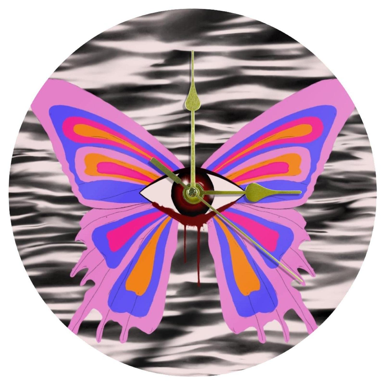 Horloge murale silencieuse œil de papillon en acrylique pour éliminer le tic-tac nocturne