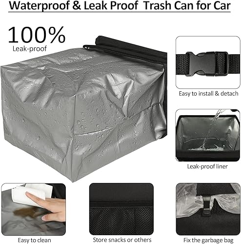 Miniatura 3 de Basurero para asiento trasero o delantero de automóvil, a prueba de fugas, bonita bolsa de basura para vehículos utilitarios deportivos, camiones,