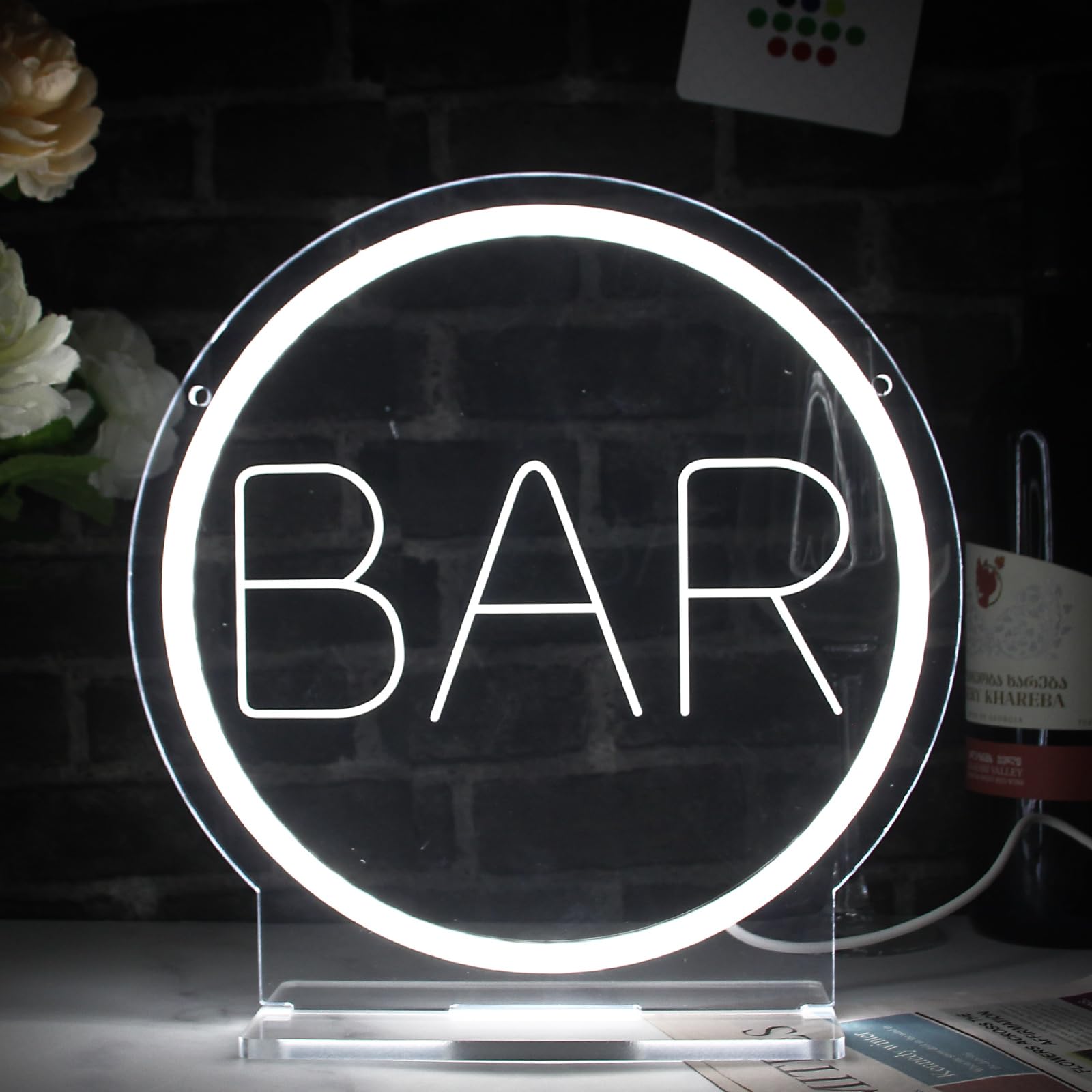 Bar Neon Sign Bar Sign Neon Light LED Neon Sign for Wall Décor Dimmable LED Neon Light for Bar Restaurant Music Concert Man Cave Wall Art 12.8"×12.8"