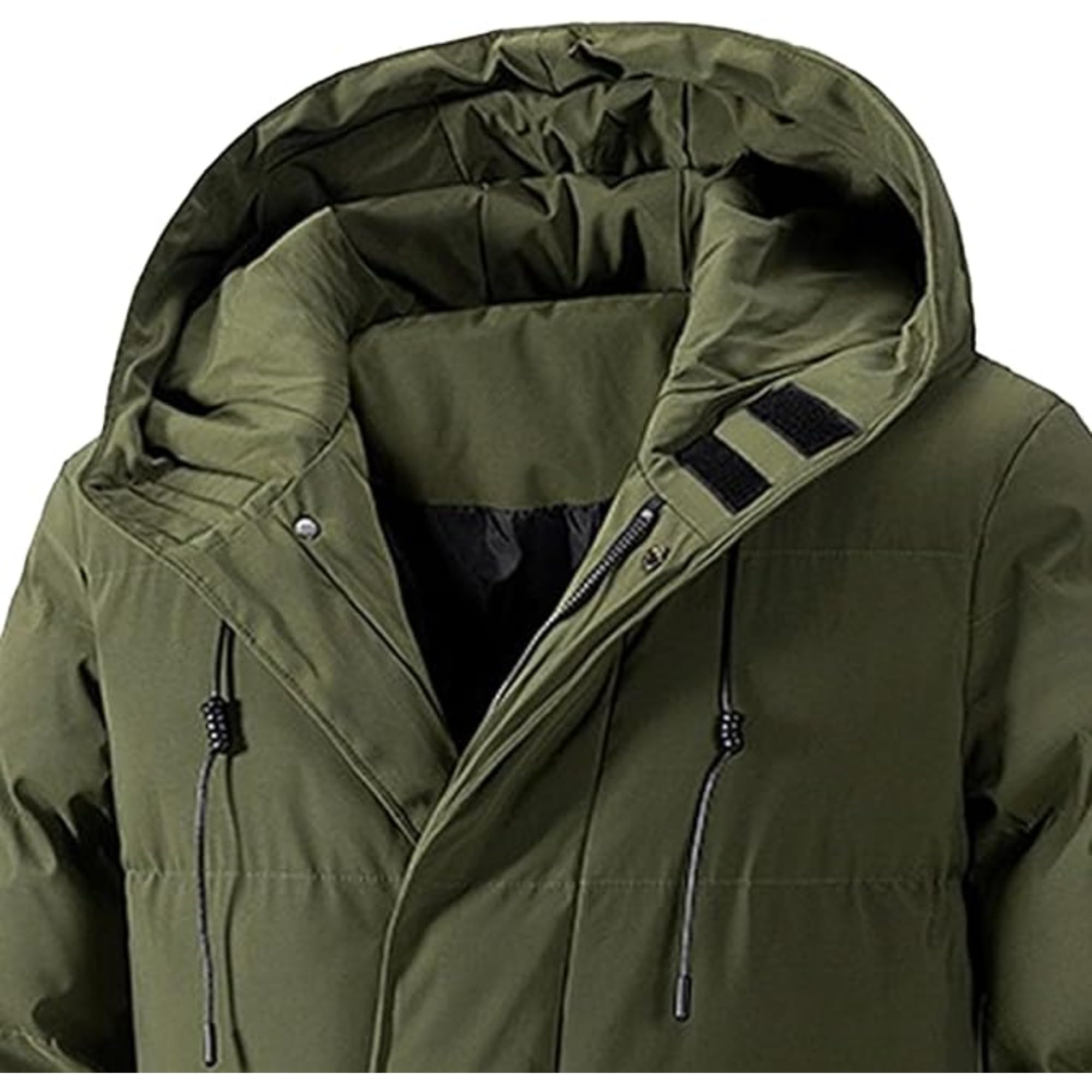 Piumino da uomo di media lunghezza, pesante, in misto piumino, per clima freddo estremo, caldo cappotto trapuntato invernale