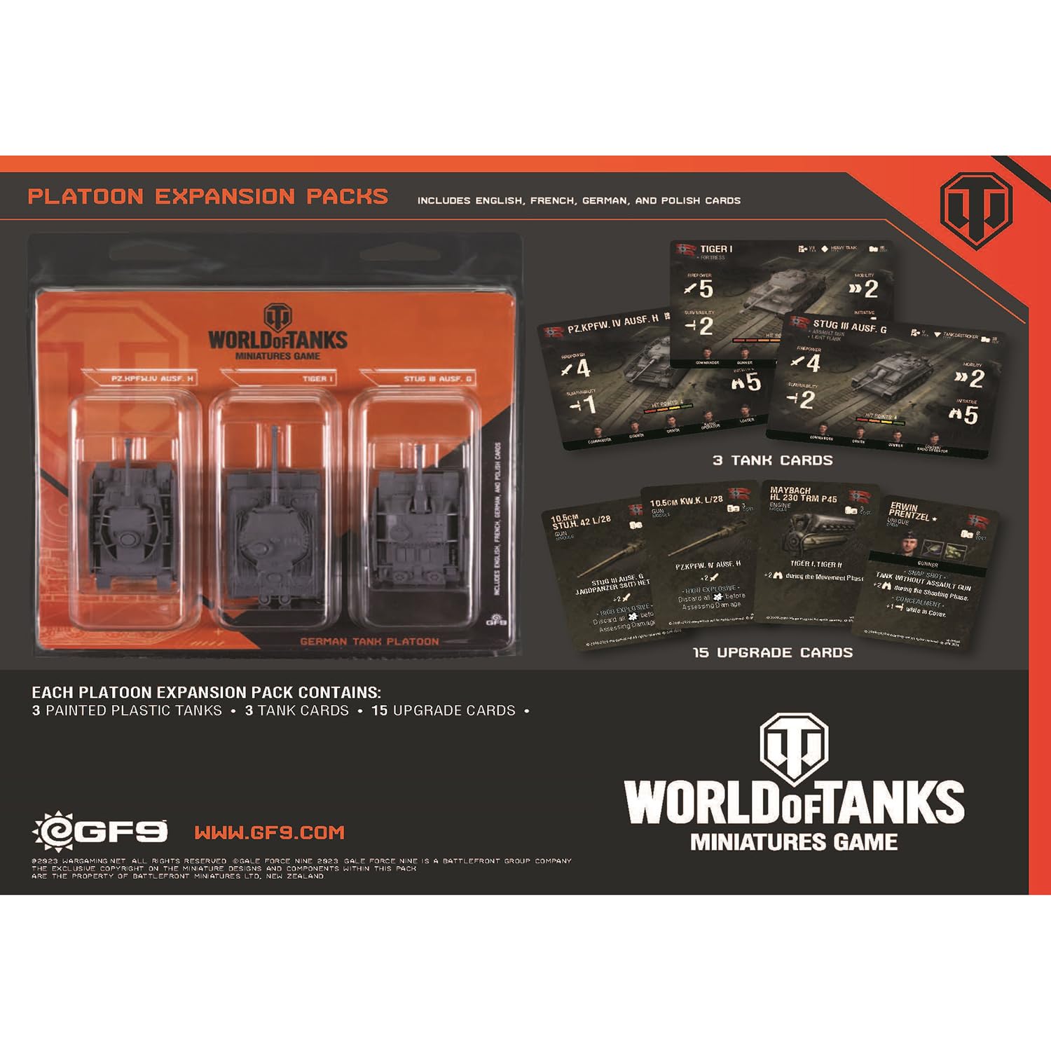 World of Tanks: expansión de pelotón de tanques alemanes - Panzer IV H, Tiger I, StuG III G - Juego de miniaturas WOT, guerra y militares, figuras de RPG, mesa, WOT62
