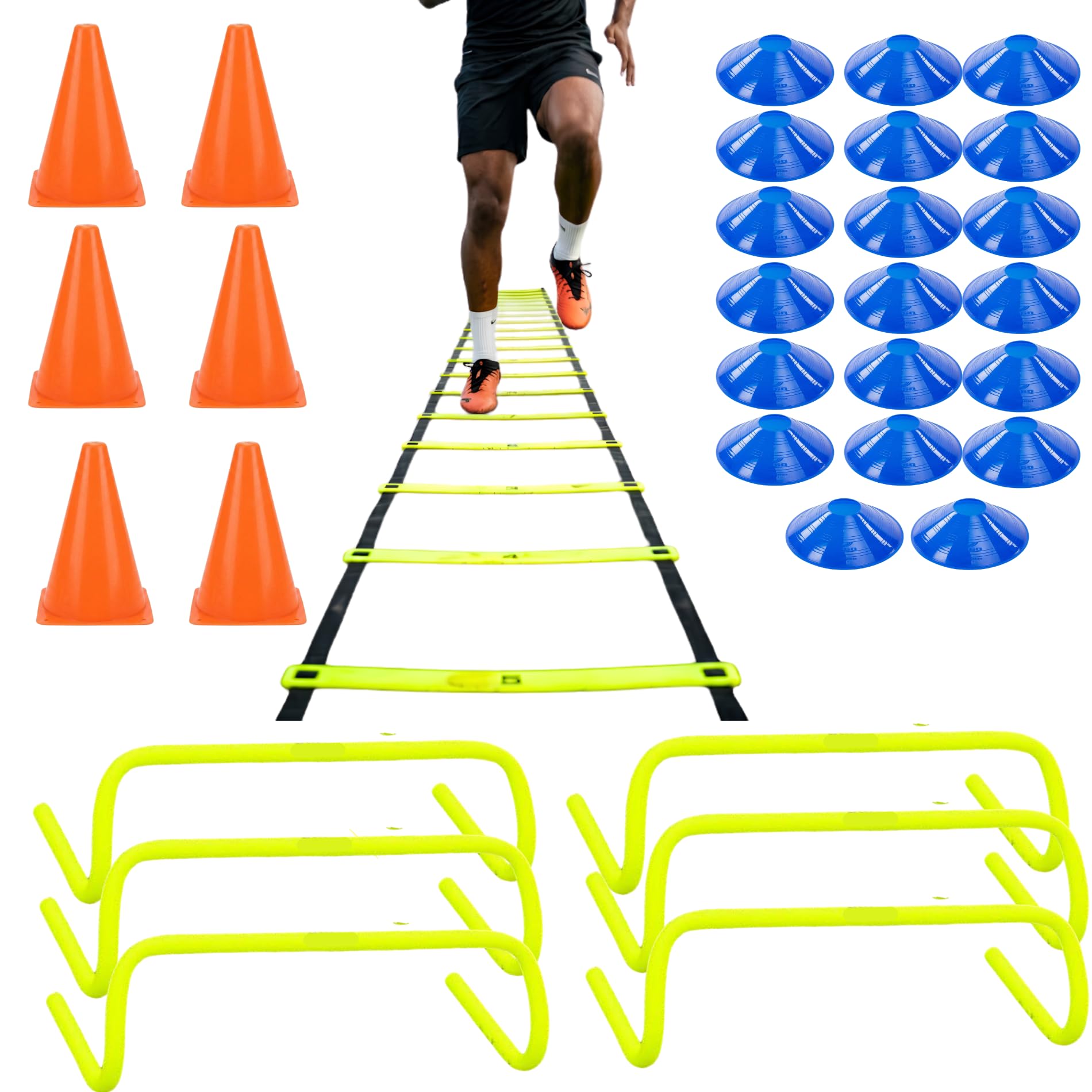 Sports Agility Training Kit for Football, Cricket & Fitness – 4 Meter Speed Ladder, 6 Hurdles, 20 Saucer Cones, 6 Marker Cones | Speed & Coordination Equipment for Kids & Athletes-picture-21