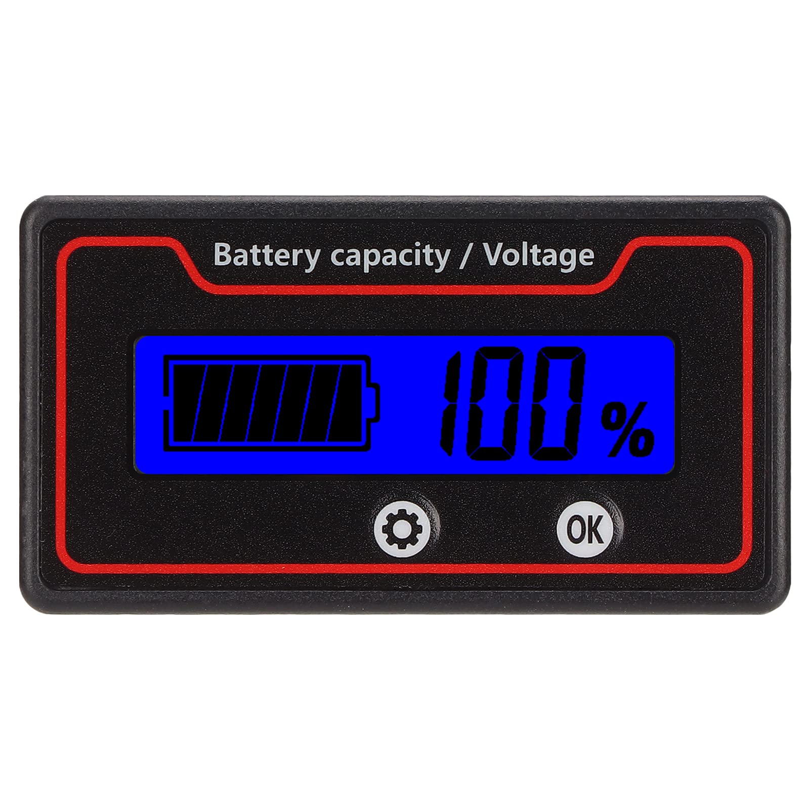 Junlucki Battery Capacity Meter, 12-84V 2 Modes Battery Voltage Indicator for Electric Vehicle blue